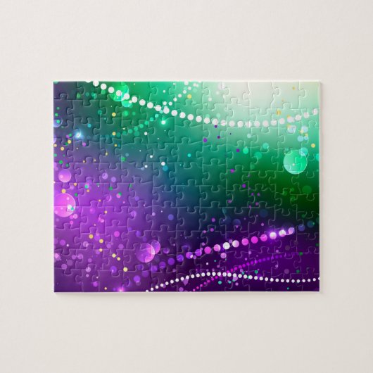 Mardi Gras Festive Paarse Achtergrond Legpuzzel (Horizontaal)