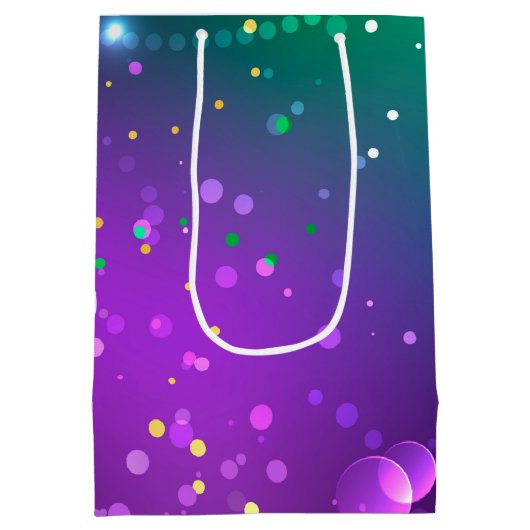 Mardi Gras Festive Paarse Achtergrond Medium Cadeauzakje (Achterkant)