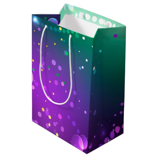 Mardi Gras Festive Paarse Achtergrond Medium Cadeauzakje (Achterkant Gekanteld)