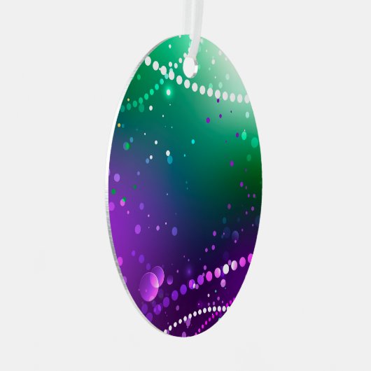 Mardi Gras Festive Paarse Achtergrond Metalen Ornament (Voorkant Rechts)