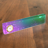 Mardi Gras Festive Paarse Achtergrond Naambordje (Zijkant)