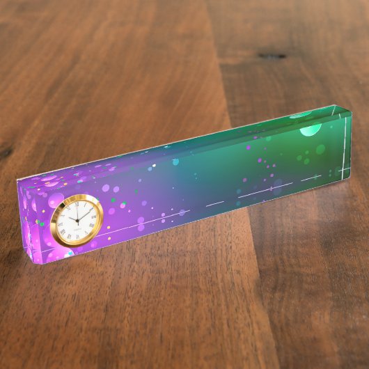 Mardi Gras Festive Paarse Achtergrond Naambordje (Zijkant)