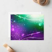 Mardi Gras Festive Paarse Achtergrond Notitiekaartje (Voorkant / Achterkant in situ)