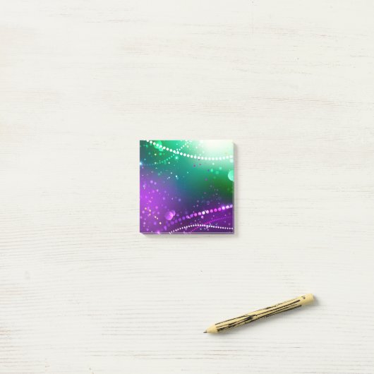 Mardi Gras Festive Paarse Achtergrond Post-it® Notes (Op bureau)