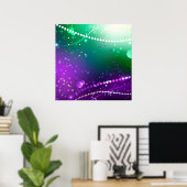 Mardi Gras Festive Paarse Achtergrond Poster (Thuiskantoor)