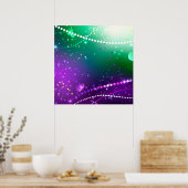 Mardi Gras Festive Paarse Achtergrond Poster (Keuken)