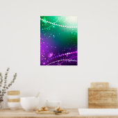 Mardi Gras Festive Paarse Achtergrond Poster (Keuken)