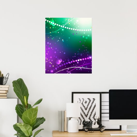 Mardi Gras Festive Paarse Achtergrond Poster (Thuiskantoor)