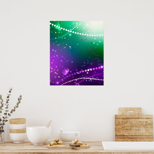 Mardi Gras Festive Paarse Achtergrond Poster (Keuken)