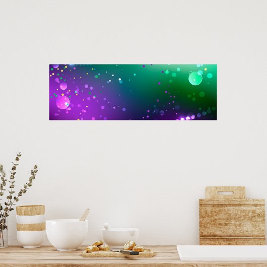 Mardi Gras Festive Paarse Achtergrond Poster (Keuken)