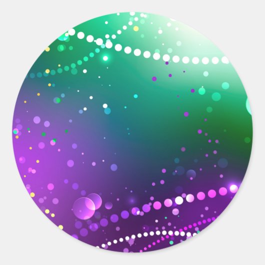 Mardi Gras Festive Paarse Achtergrond Ronde Sticker (Voorkant)