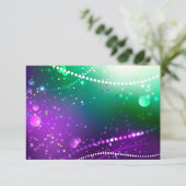 Mardi Gras Festive Paarse Achtergrond RSVP Kaartje (Staand voorkant)