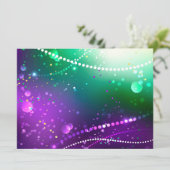 Mardi Gras Festive Paarse Achtergrond Save The Date (Staand voorkant)