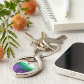 Mardi Gras Festive Paarse Achtergrond Sleutelhanger (Zijkant)