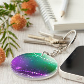 Mardi Gras Festive Paarse Achtergrond Sleutelhanger (Voorkant Rechts)