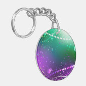Mardi Gras Festive Paarse Achtergrond Sleutelhanger (Voorkant Links)