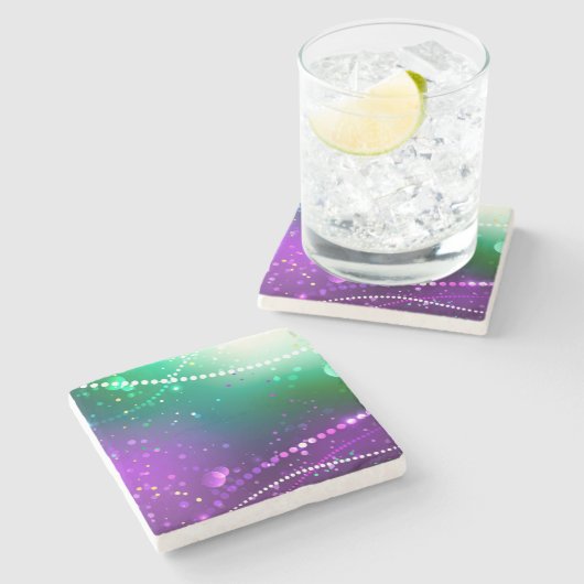Mardi Gras Festive Paarse Achtergrond Stenen Onderzetter (Zijkant)