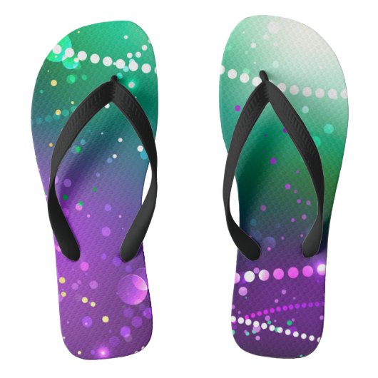 Mardi Gras Festive Paarse Achtergrond Teenslippers (Voetbed)