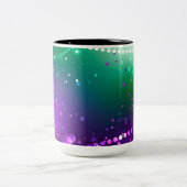 Mardi Gras Festive Paarse Achtergrond Tweekleurige Koffiemok (Center)