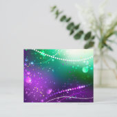 Mardi Gras Festive Paarse Achtergrond Uitnodiging Briefkaart (Staand voorkant)