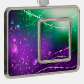 Mardi Gras Festive Paarse Achtergrond Verzilverd Omlijst Ornament (Rechts)