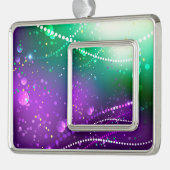 Mardi Gras Festive Paarse Achtergrond Verzilverd Omlijst Ornament (Links)