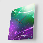 Mardi Gras Festive Paarse Achtergrond Vierkante Klok (Hoek)