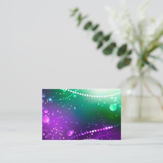 Mardi Gras Festive Paarse Achtergrond Visitekaartje (Staand voorkant)