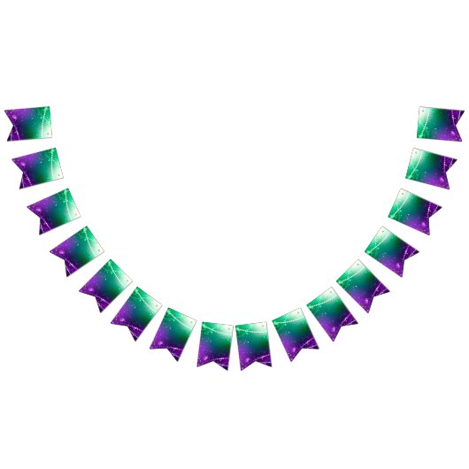 Mardi Gras Festive Paarse Achtergrond Vlaggetjes (Alle)
