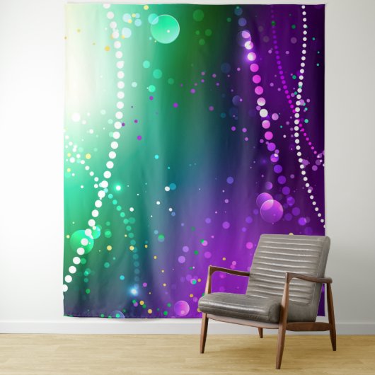 Mardi Gras Festive Paarse Achtergrond Wandkleed (In situ)