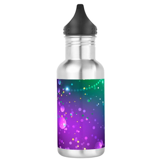 Mardi Gras Festive Paarse Achtergrond Waterfles (Links)