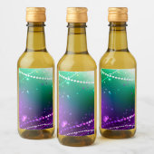 Mardi Gras Festive Paarse Achtergrond Wijn Etiket (Flessen)