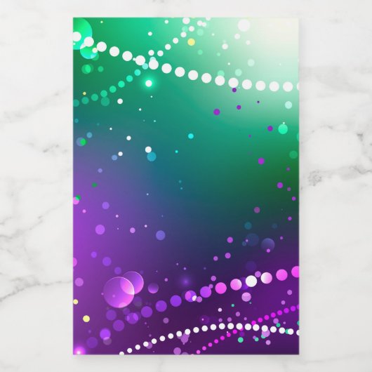 Mardi Gras Festive Paarse Achtergrond Wijn Etiket (Enkel label)