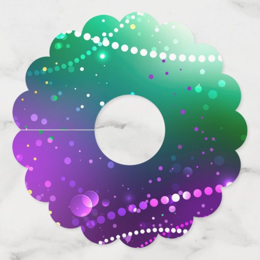 Mardi Gras Festive Paarse Achtergrond Wijnglaslabel (Voorkant)