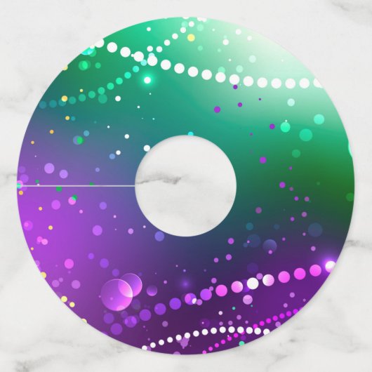 Mardi Gras Festive Paarse Achtergrond Wijnglaslabel (Voorkant)