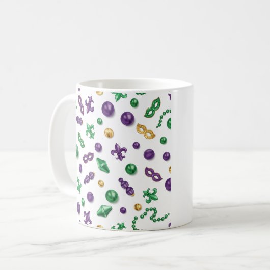 Mardi Gras Festive Pattern Mug Koffiemok (Voorkant links)