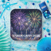Mardi Gras Fireworks Personalize Party  Papieren Bordje (Feest)