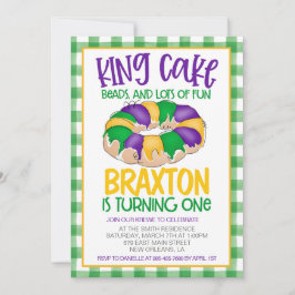 Mardi Gras First Birthday Invitation Kaart