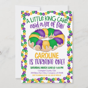 Mardi Gras First Birthday Invitation Kaart