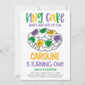 Mardi Gras First Birthday Invitation Kaart (Voorkant)