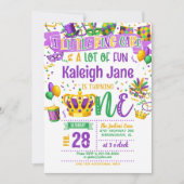 Mardi Gras First Birthday Invitation Kaart (Voorkant)