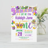 Mardi Gras First Birthday Invitation Kaart (Staand voorkant)