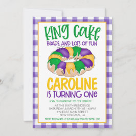 Mardi Gras First Birthday Invitation Kaart