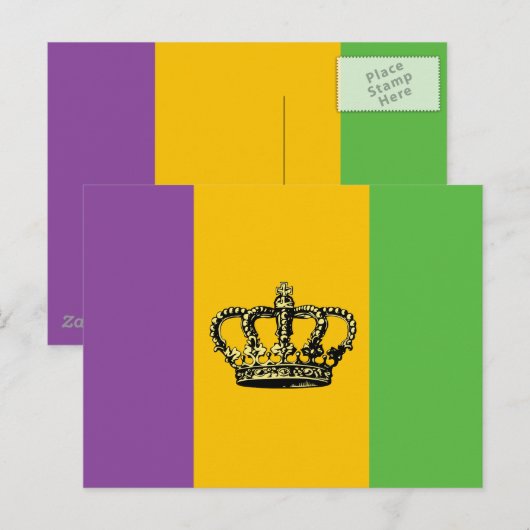 Mardi Gras Flag Crown Briefkaart (Voorkant / Achterkant)