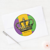 Mardi Gras Flag Crown Ronde Sticker (Envelop)