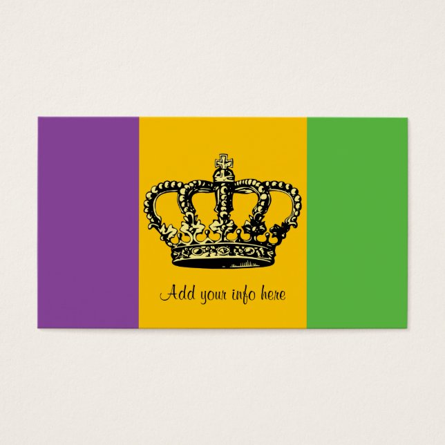 Mardi Gras Flag Crown Visitekaartje (Voorkant)