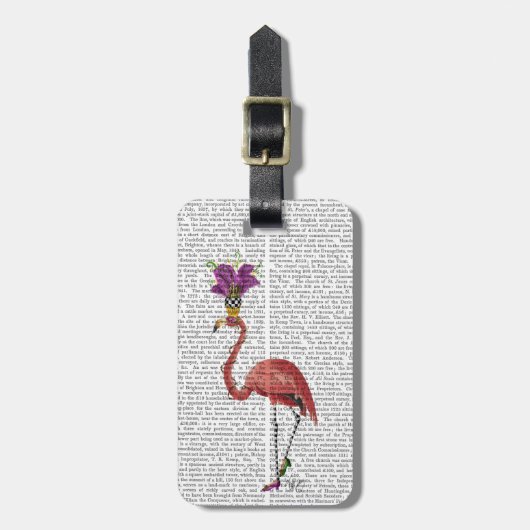 Mardi Gras Flamingo Full Bagagelabel (Voorkant verticaal)
