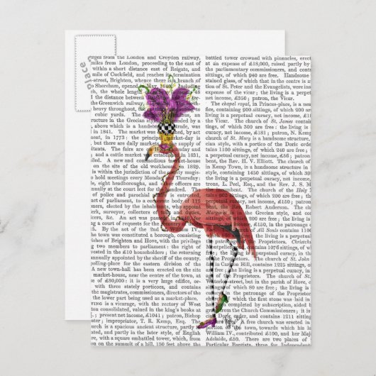 Mardi Gras Flamingo Full Briefkaart (Voorkant / Achterkant)