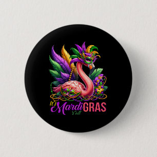 Mardi Gras Flamingo Hawaïaanse Tropische Feest Man Ronde Button 5,7 Cm