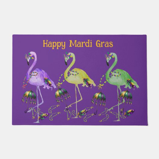 Mardi Gras Flamingo's Kust Deurmat (Voorkant)